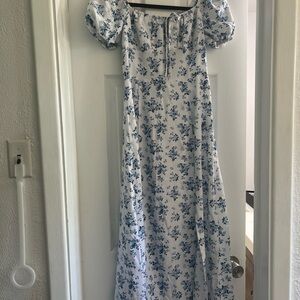 Floral Blue and White Maxi Dress
